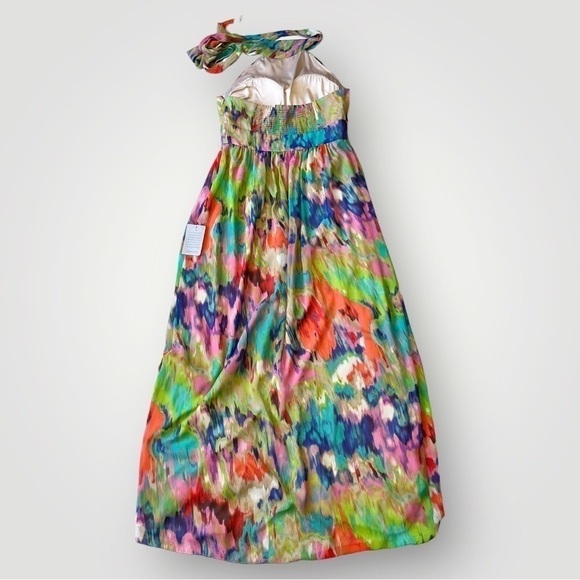 Eliza J Maxi Dress High Neck Halter Tie Rainbow Tie Dye 8 - Picture 7 of 13